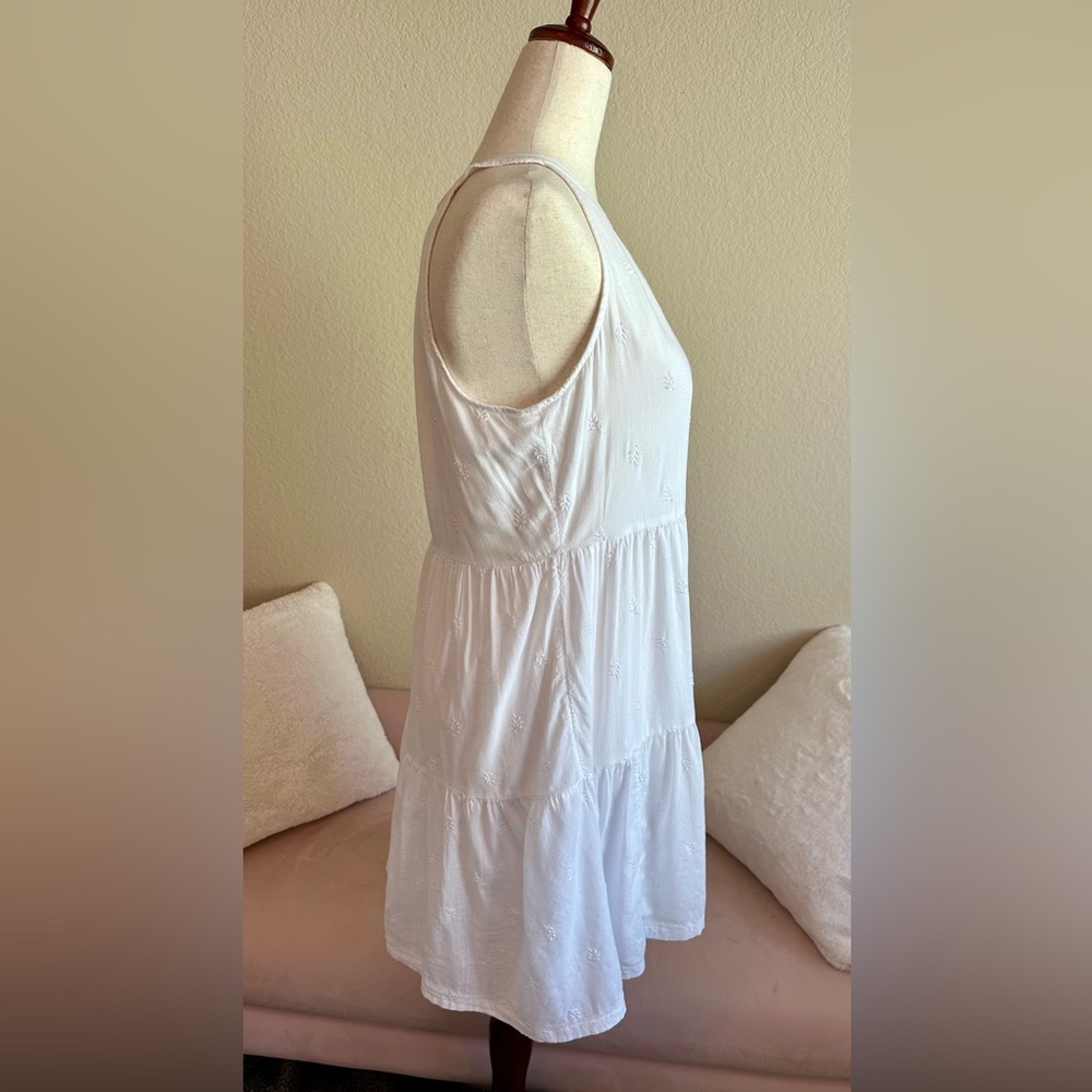 OLD NAVY White Eyelet Embroidered Swing Tiered Mini Dress Women’s S Cottagecore - Picture 4 of 12